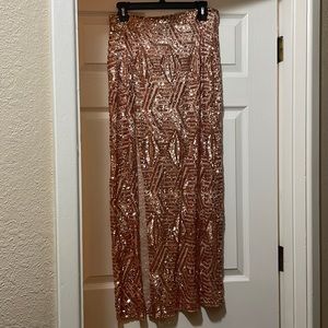 Gianni Bini rose gold sequin maxi shirt